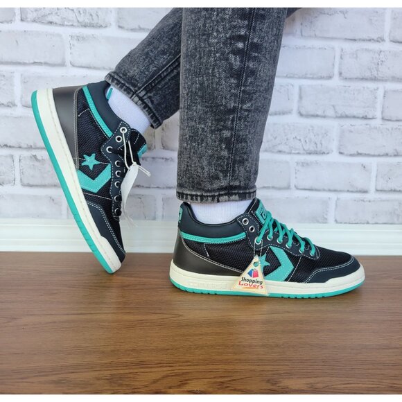 ❤️Converse x Liverpool FC Womens 7 Sneakers Fastbreak Pro Mid Black Teal A12785C - Picture 1 of 14